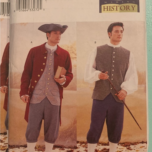 Sewing Pattern Men's Colonial Coat, Vest, Shirt, Pants & Hat, Butterick Costume - Picture 1 of 7